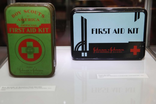 First Aid Kits from the 1930s and 1940s in our mini museum.
